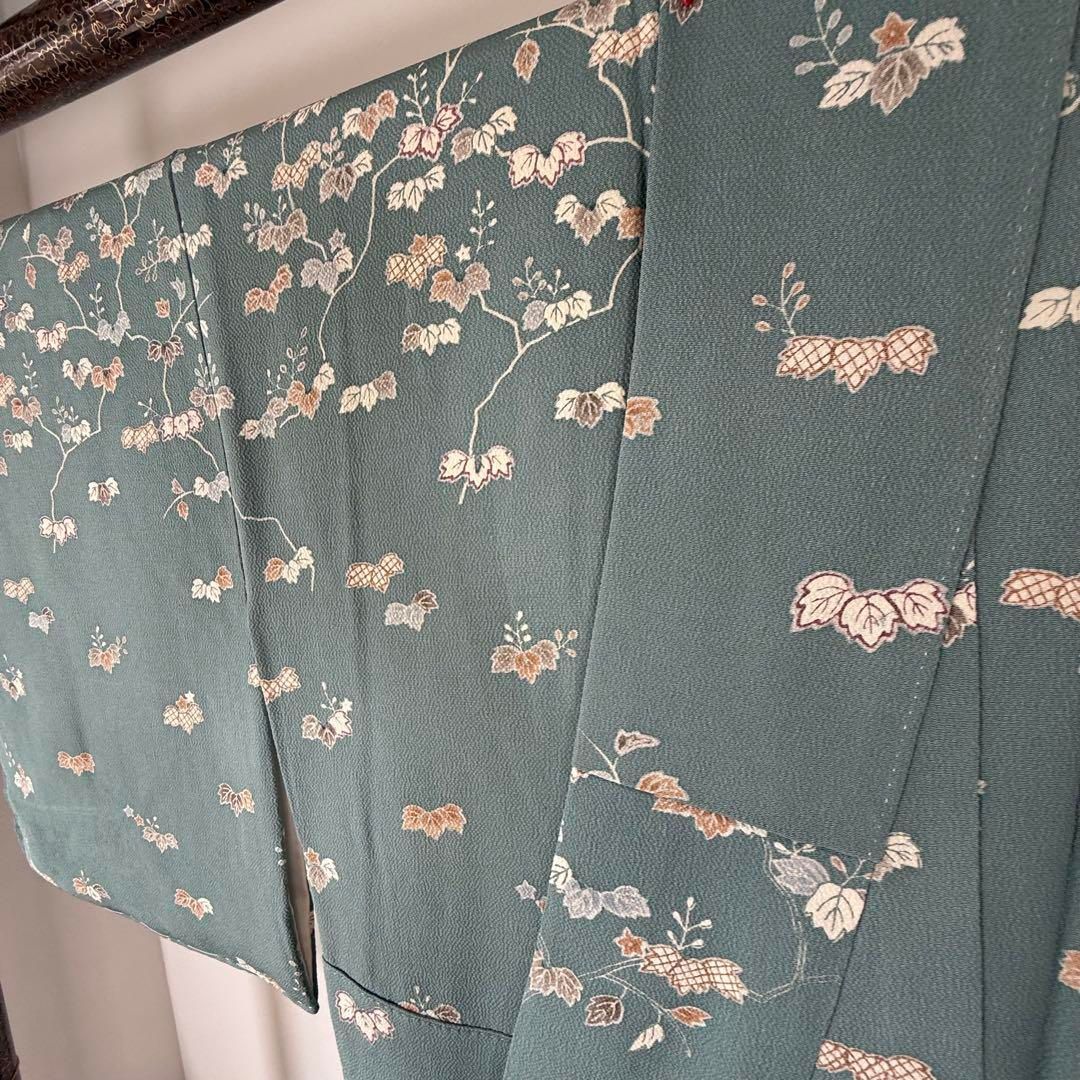 しつけ付 正絹 袷 現代 広襟 付け下げ 訪問着 着物 161 ちりめん KIN-KAAI_COM