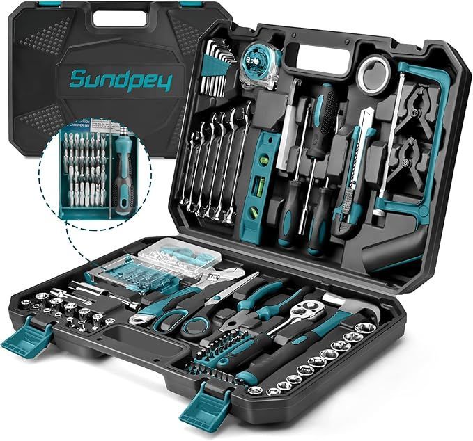 Sundpey 工具セット 257点組 - ホームツールセット 日曜大工 DIYセット 作業工具セット 家具の組み立て 住まいのメンテナンス用 修理道具セット 便利な収納ケース付き