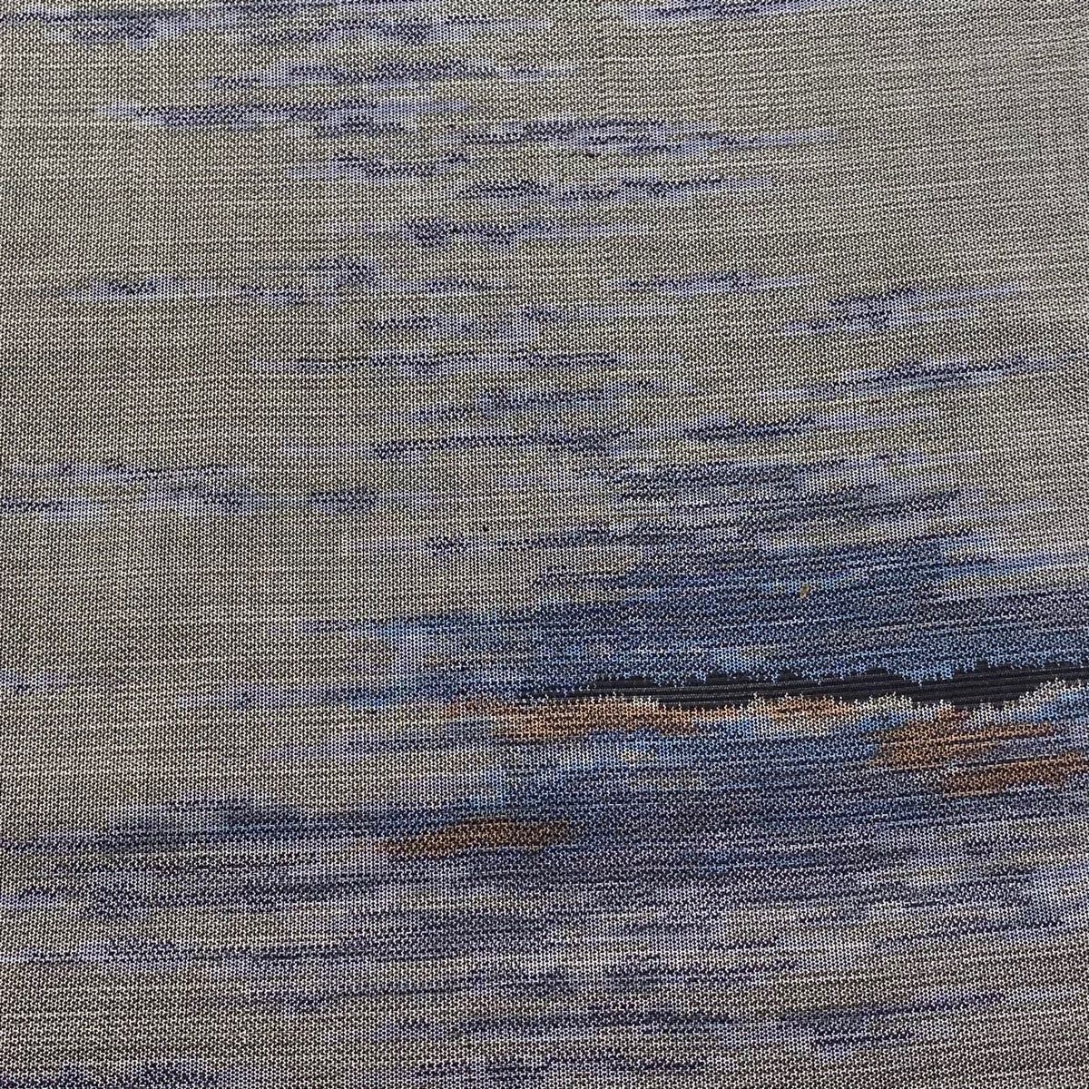 反物 秀品 紬 証紙あり 純泥 霞 灰色 正絹