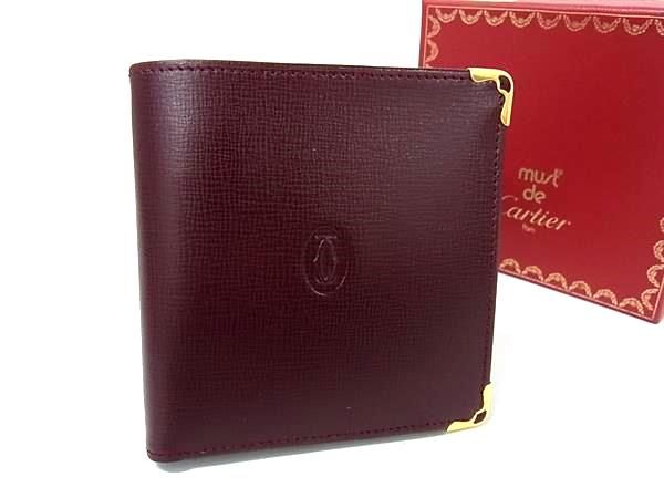 Cartier カルティエ マストライン レザー 二つ折り 財布 ウォレット 札入れ 小銭入れ カード入れ ボルドー系 FS5130