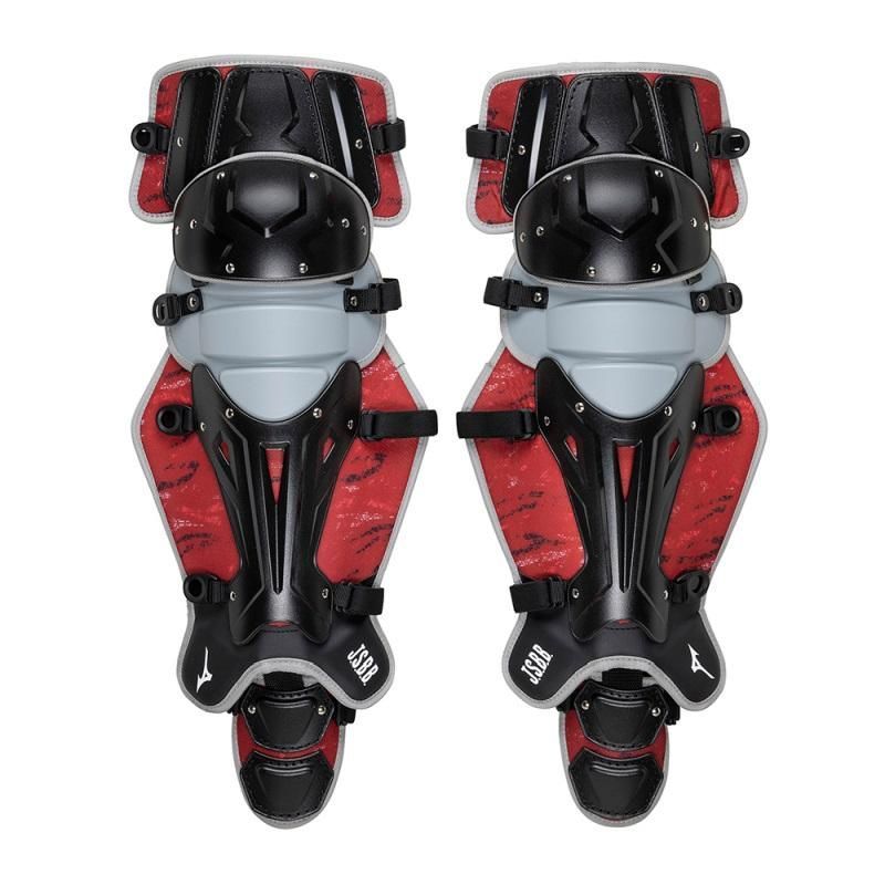 一般軟式用キャッチャー防具3点セット レッド×シルバー