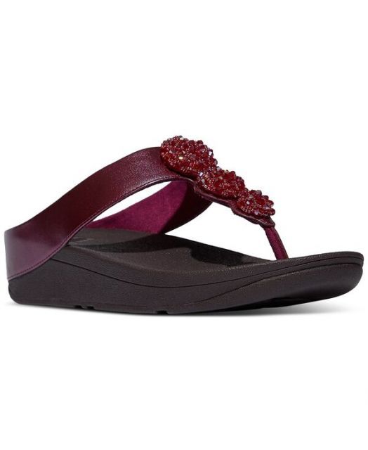 送料無料 フィットフロップ レディース サンダル シューズ Women s Fino Beadie Wedge Sandals Metallic Ruby