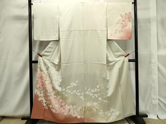 平和屋着物□訪問着 枝花文 暈し染め 金銀彩 正絹 逸品