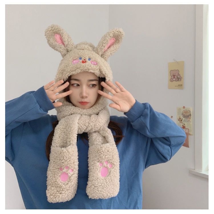 ストール もこもこ 耳付き フード付きマフラー マフラー うさ耳 ボア