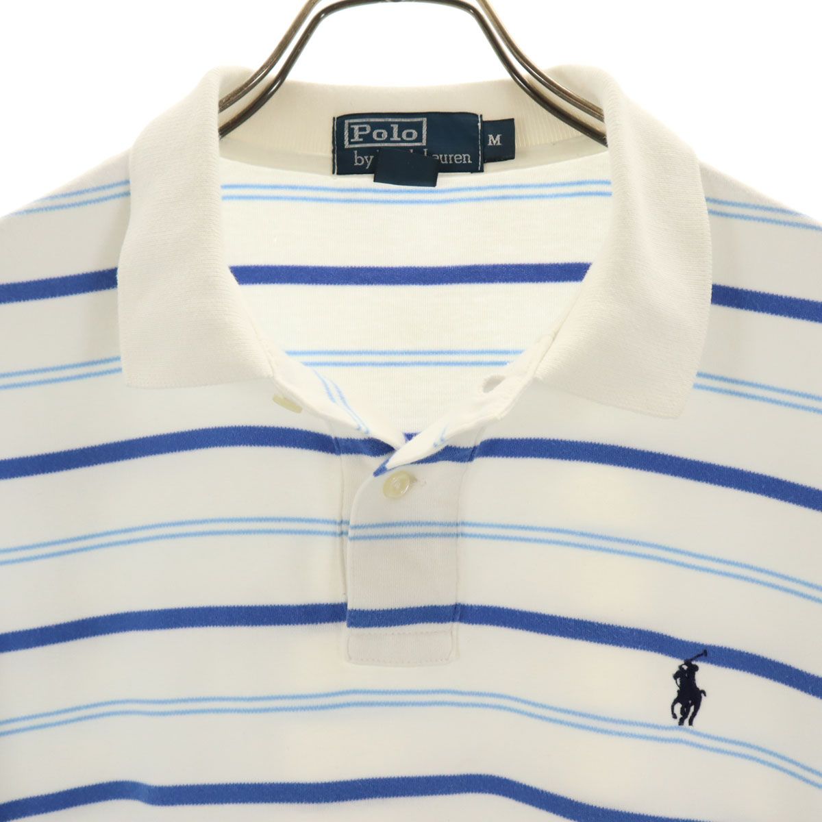 レア【古着】ポロバイラルフローレン ボーダーポロシャツ ホワイト メンズ3XL Polo by Ralph Lauren ポロバイラルフローレン ボーダー柄 半袖