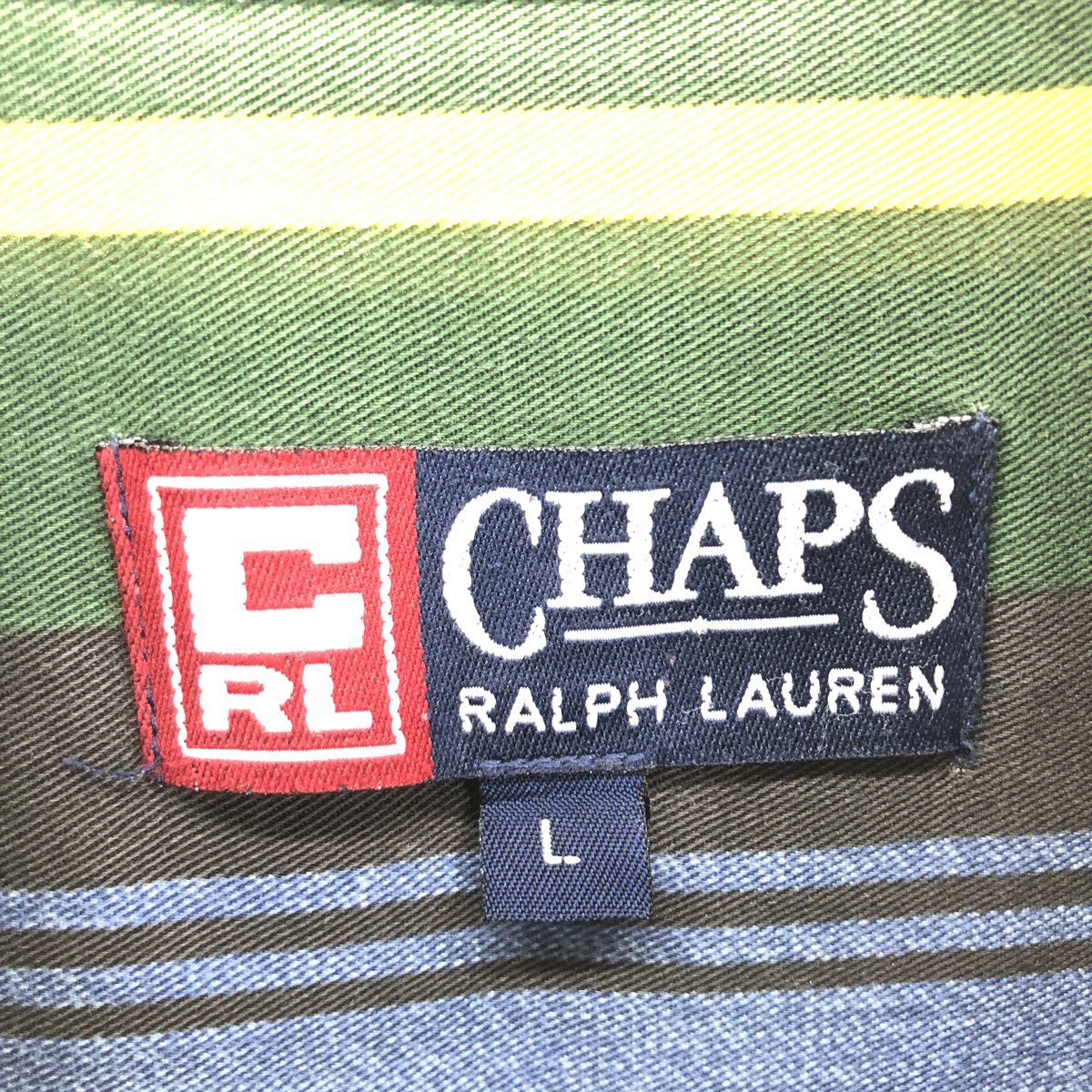 古着 90年代 ラルフローレン Ralph Lauren CHAPS チャップス マルチストライプ 長袖 ボタンダウンストライプシャツ メンズL相当/eaa469193