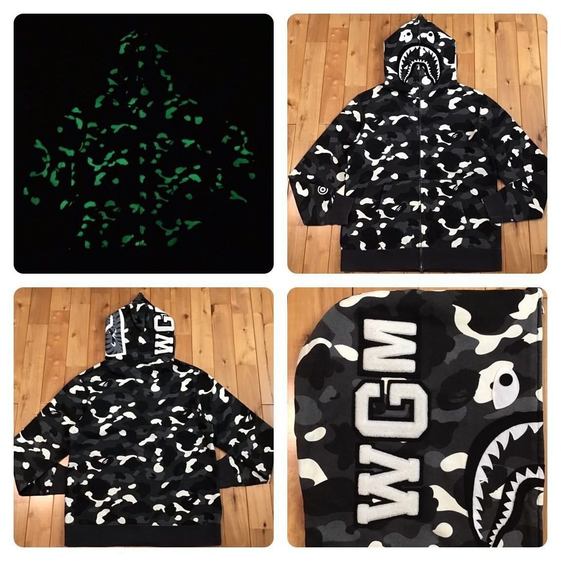 ★蓄光★ 2XL City camo シャーク パーカー shark full zip hoodie a bathing ape BAPE エイプ  ベイプ アベイシングエイプ 迷彩 XXL