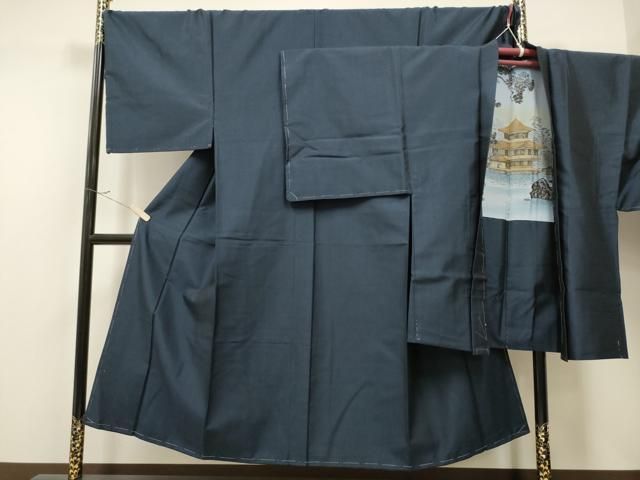 平和屋着物●男性 紬 アンサンブル 霞文 キングサイズ 正絹 CAAR7822hy