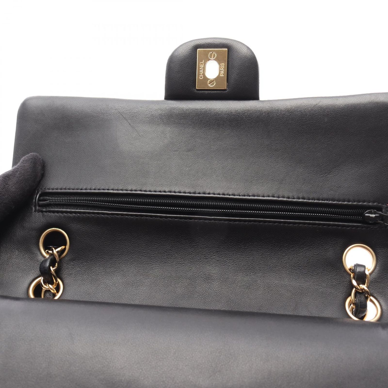 シャネル マトラッセ ラムスキン ダブル チェーン フラップ ショルダー バッグ CHANEL シャネル マトラッセ ココ ターンロック ラムスキン