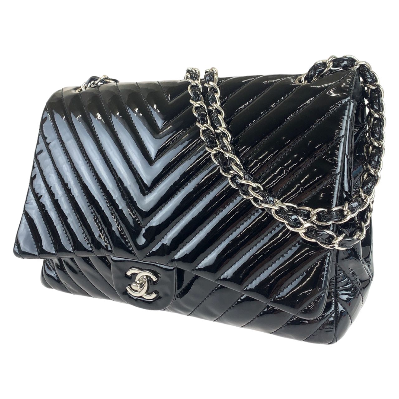 美品 CHANEL シャネル シェブロン Vステッチ ココマーク ターンロック