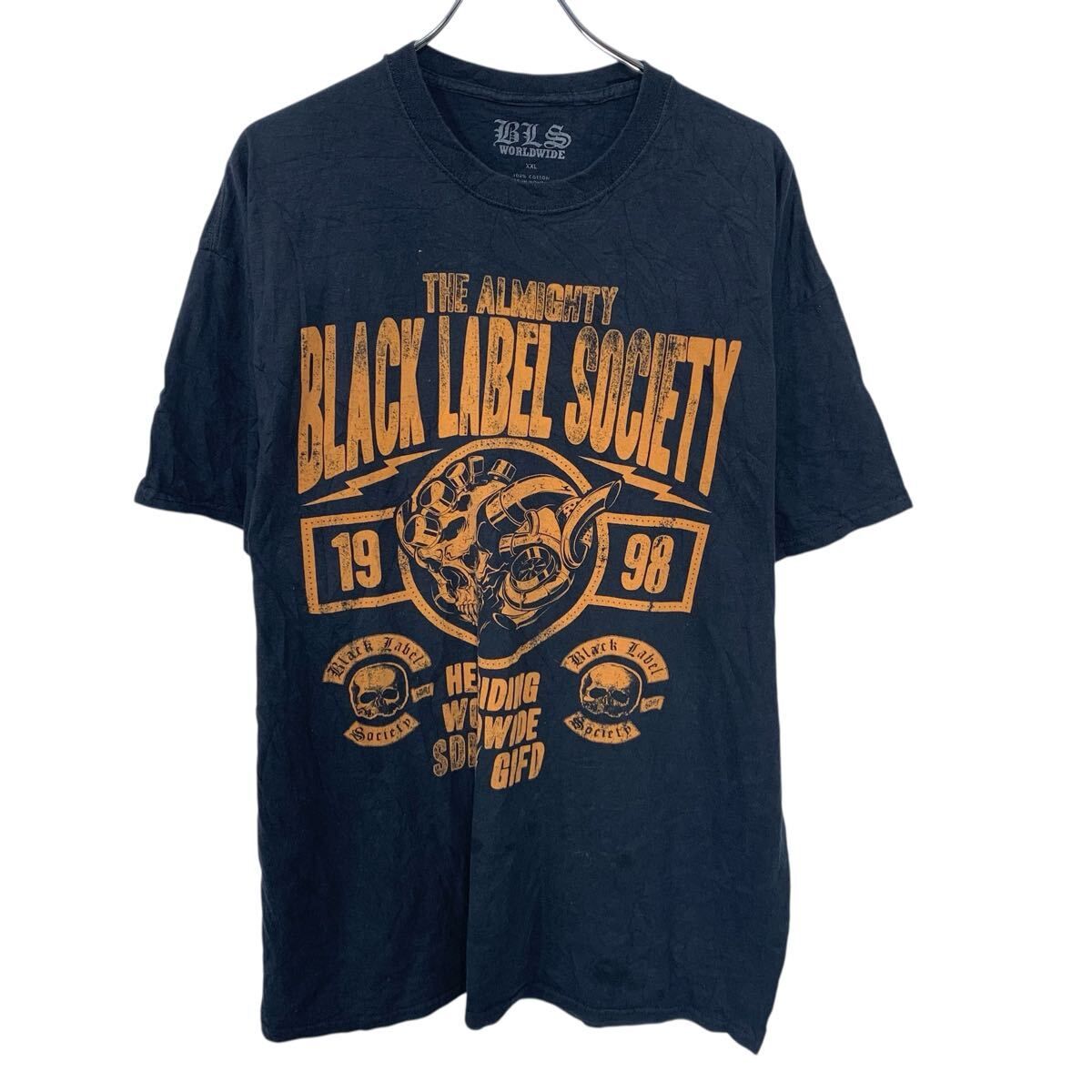 90s プリントロゴ半袖Tシャツ 黒 2XL ビッグサイズ（古着 90s