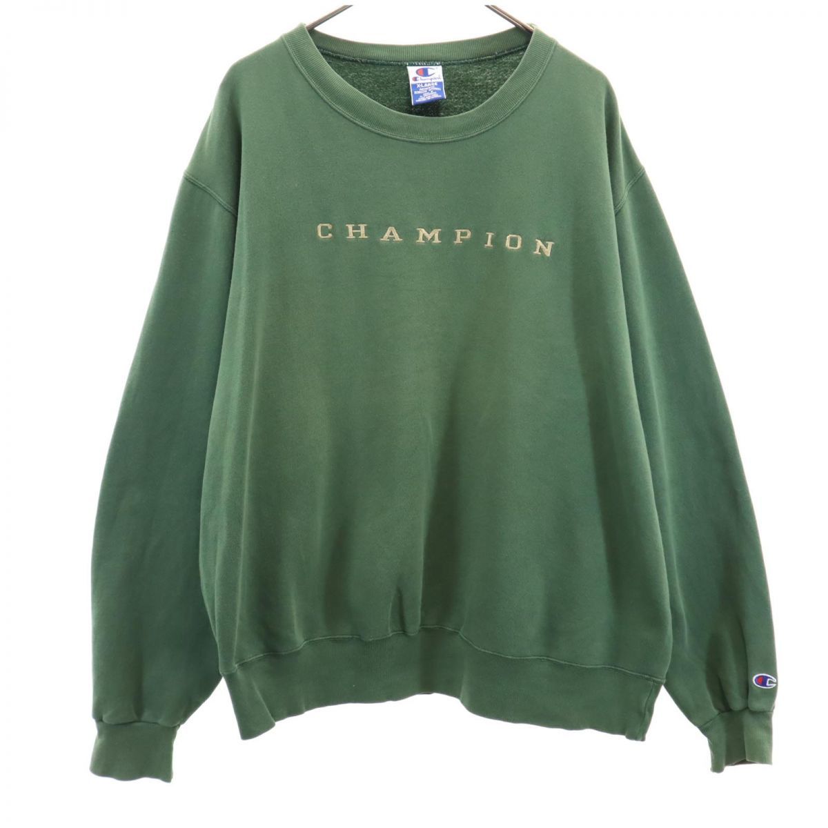 チャンピオン 90s オールド 長袖 トレーナー XL カーキ Champion スウェット 裏起毛 メンズ 古着 【240229】