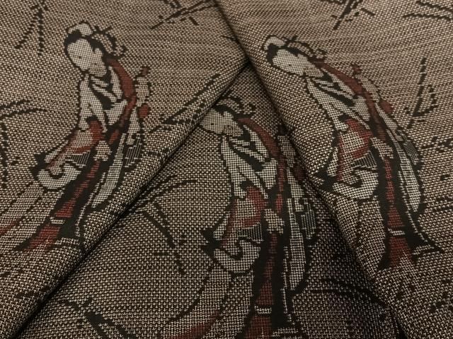 平和屋着物○本場大島紬 泥染め カタス9マルキ 女人文 敷松葉 正絹