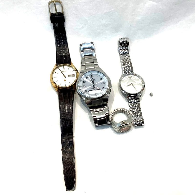 ジャンク時計4本（不動品、難あり）SEIKO/QZ 0923-8000-G 、CASIO/WVA