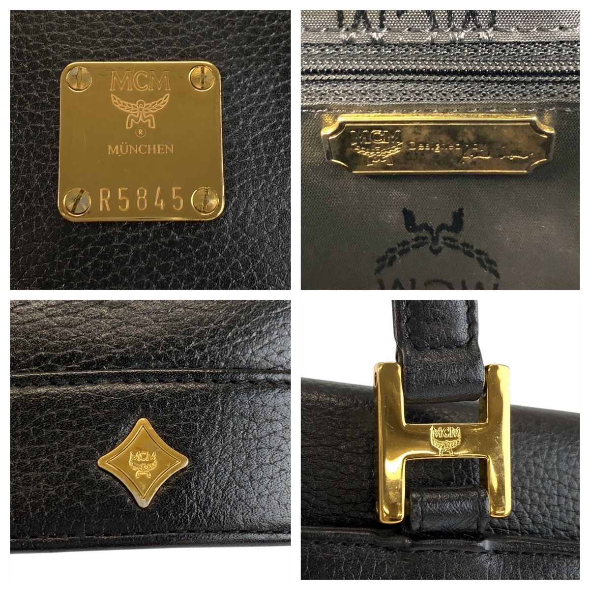 美品 MCM エム シー エム ブラック 黒 ゴールド金具 レザー