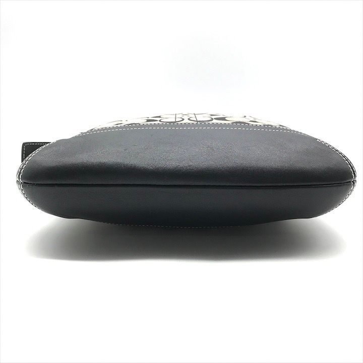 美品 COACH コーチ シグネチャー キャンバス レザー フリンジ  