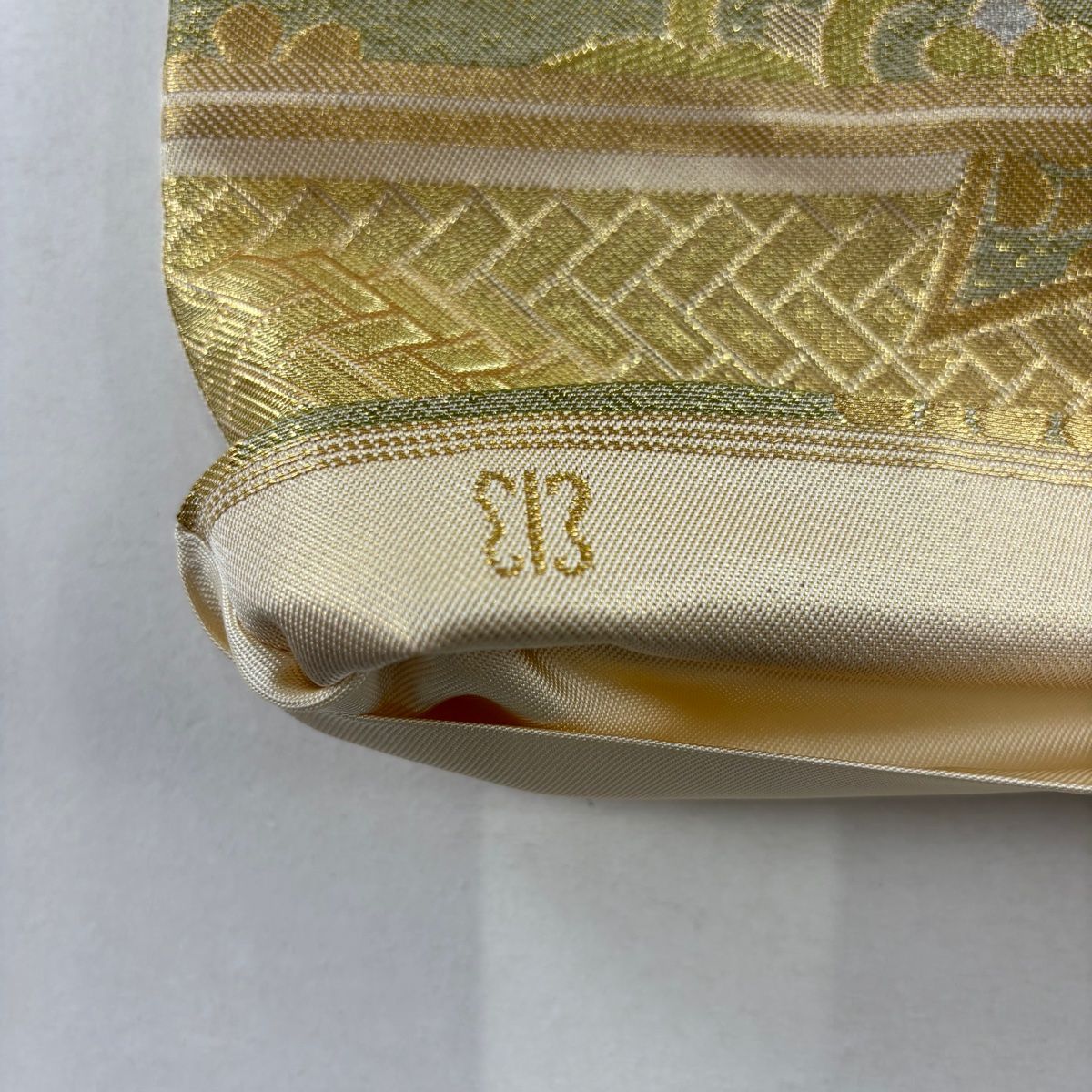 B46 正絹 川島織物 華紋 豪華絢爛 六通袋帯 袋帯 美品 名品 川島織物 落款 華文 ヱ霞 金銀糸 箔 ベージュ 六