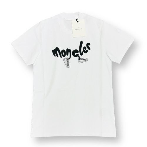 新品 MONCLER レタリング スニーカー ロゴ プリント Tシャツ ホワイト 