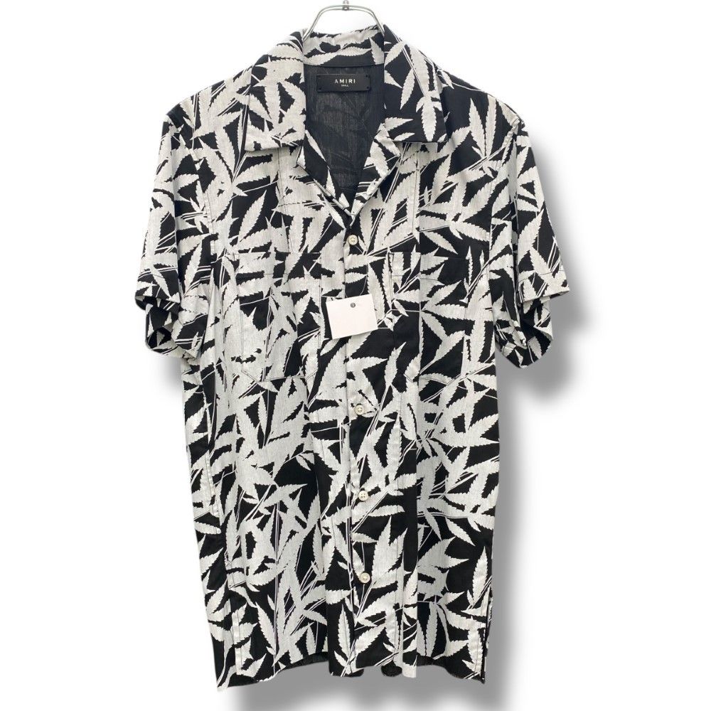 AMIRI Leaf Tencel SS Shirt 半袖シャツ Sサイズ ブラック ホワイト 150712