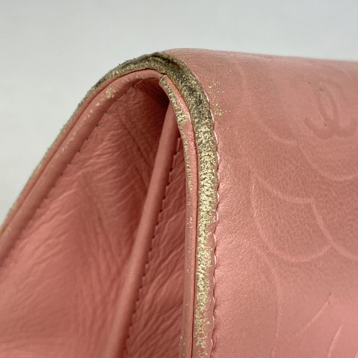 ☆SALE【5gd5003-h】シャネル 長財布 カメリア ラムスキン ピンク  