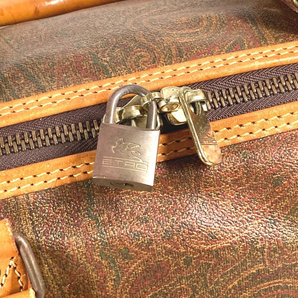 エトロ ETRO 2way ボストンバッグ ペイズリー柄 PVC 南京錠 鍵付き