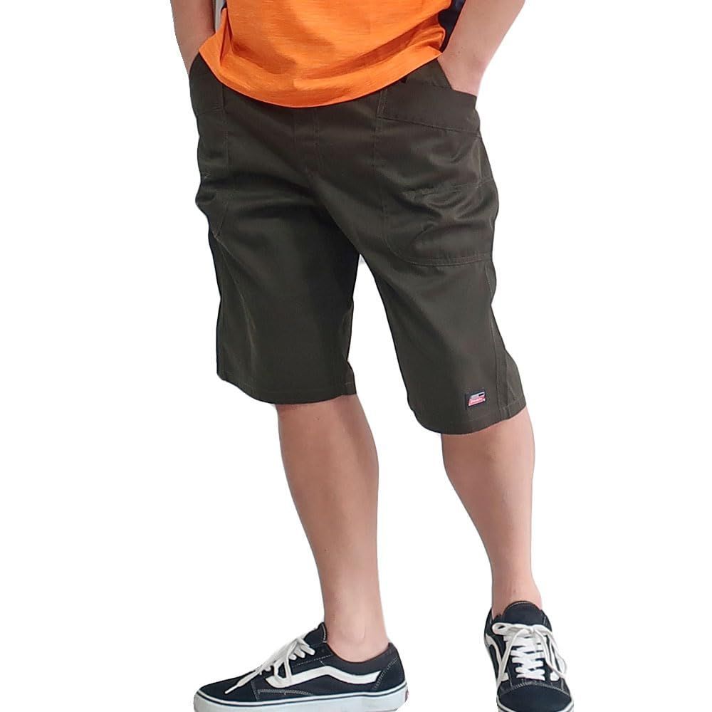 M_グリーン メンズ ディッキーズ Dickies パンツ オーバーポケット付き ハーフパンツ ブランド M L XL パンツ カーゴパンツ 短パン ひざ下 太め ゆったり 春 夏 秋 7分丈 イージーパンツ ウエストゴム 無地 スポーツ 定番 ミリタリー 1