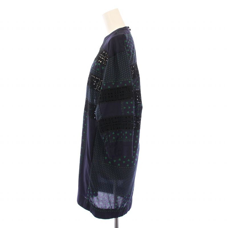 サカイラック sacai luck ワンピース ひざ丈 七分袖 クルー