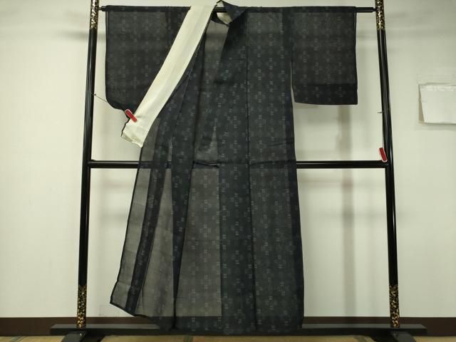 平和屋着物▽お召 単衣 雲取り吉祥花文 正絹 逸品 AAAZ7138jh