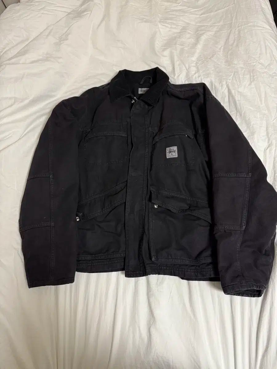 STUSSY キャンバス ウォッシュド ショップジャケット L