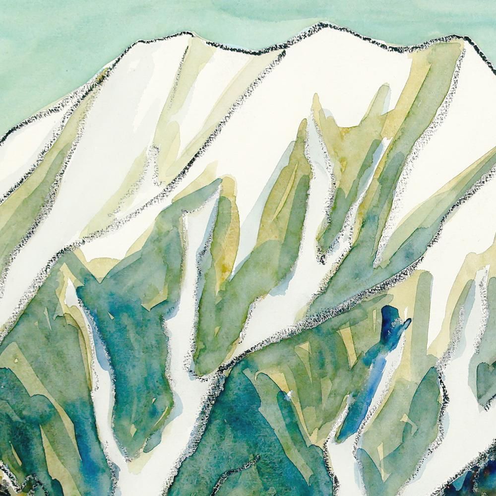 坂本直行　冬山の風景　水彩画　さんたろうさん専用出品 坂本 直行「頭殿山より大朝日岳」水彩画（16.5×24cm） 六花亭