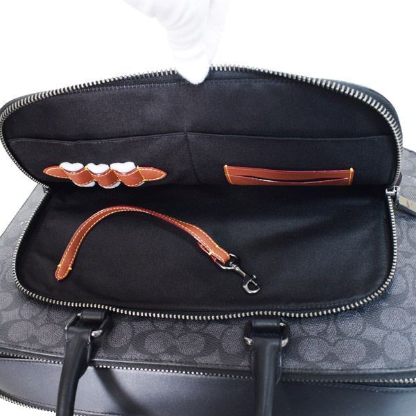 COACH コーチ 2way ビジネスバッグ　キャンバス　シグネチャー　ブラック コーチ メンズ バッグ COACH コーティングキャンバス レザー
