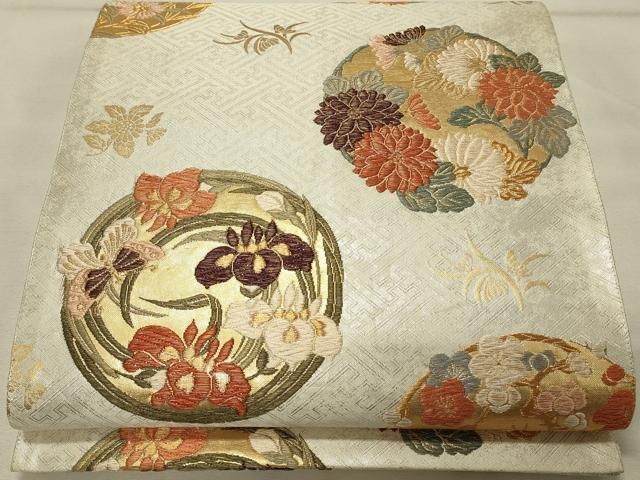 平和屋着物◎六通柄袋帯 花丸文 金銀糸 正絹 逸品 DAAS8130qp