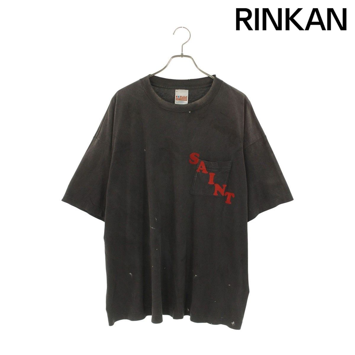 セントマイケル SM-HR1-0000-009 ロゴプリントヴィンテージ加工ポケットTシャツ メンズ XXL