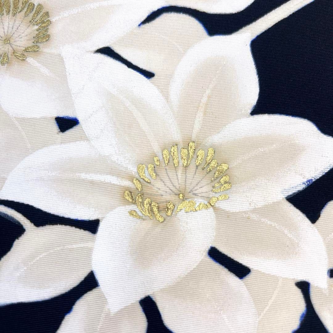 名古屋帯　鉄線花　黒地　金彩　着物　044a d 名古屋帯 鉄線花 黒地 金彩 着物 044a d 川勝染匠謹製 塩瀬九寸