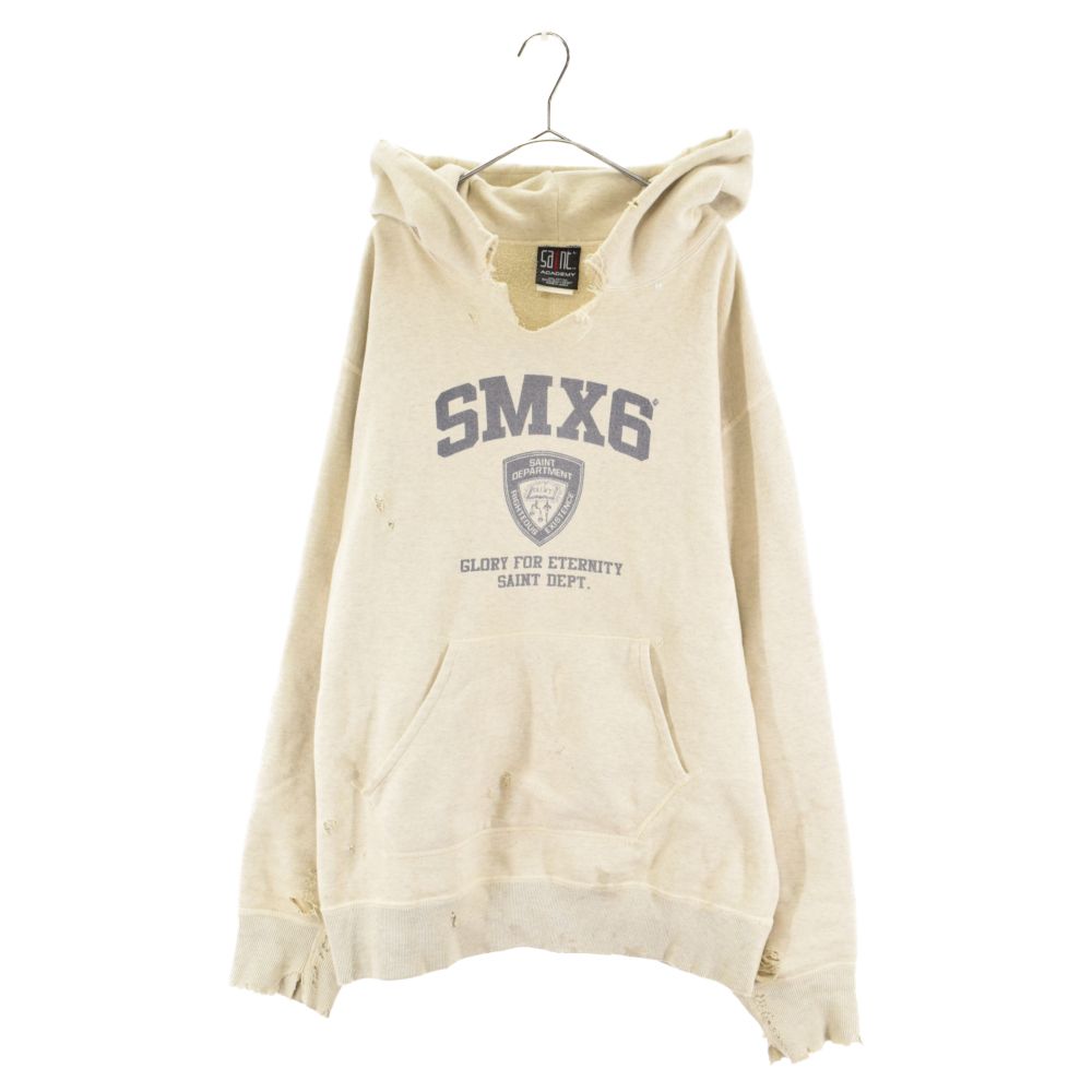 SAINT MICHAEL (セントマイケル) 22AW SA HOODIE ヴィンテージ ダメージ 加工 ロゴ スウェット プルオーバー パーカー  ライトグレー SM-A22-0000-059 - メルカリ