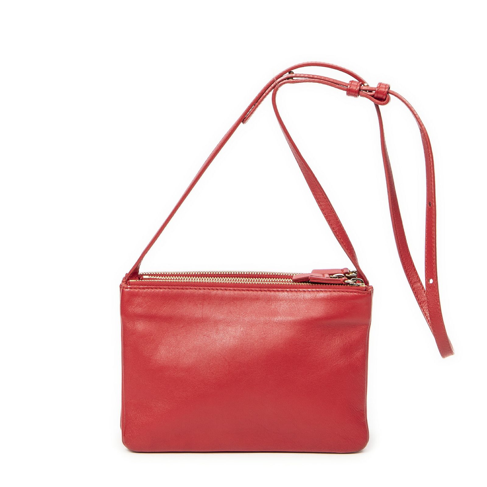 CELINE セリーヌ小トリオクロスボディ赤カーフスキンレザーAB DECORATOM_COM_BR