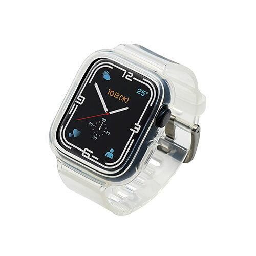 【新品・5営業日で発送】ELECOM エレコム Apple Watch series7 41mm／バンパー／バンド一体型／クリア(AW-21BBBUCR)