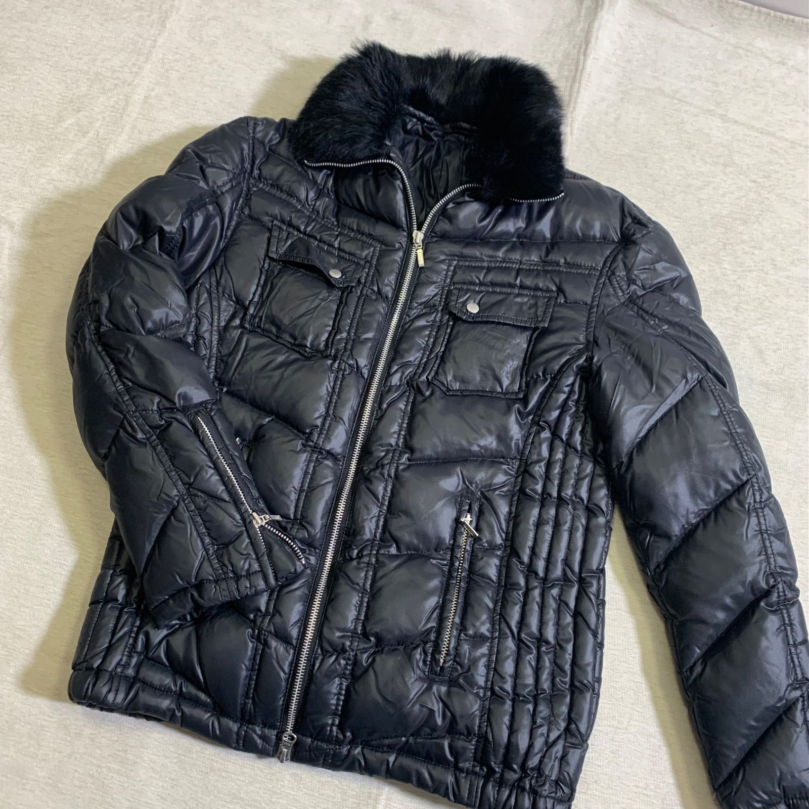 美品ABAHOUSE ダウンジャケット ラビットファー付き ブラック サイズ