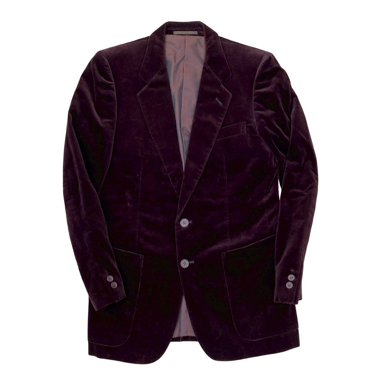 美品　イヴサンローラン　テーラードジャケット　ベロア　ボルドー　M 極 美品 YVES SAINT LAURENT イヴサンローラン ヴィンテージ ベロア