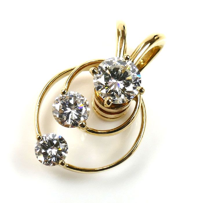 平和堂貿易 HCO K18YG イエローゴールド ペンダントトップ ダイヤモンド1.21ct 3.8g レディース