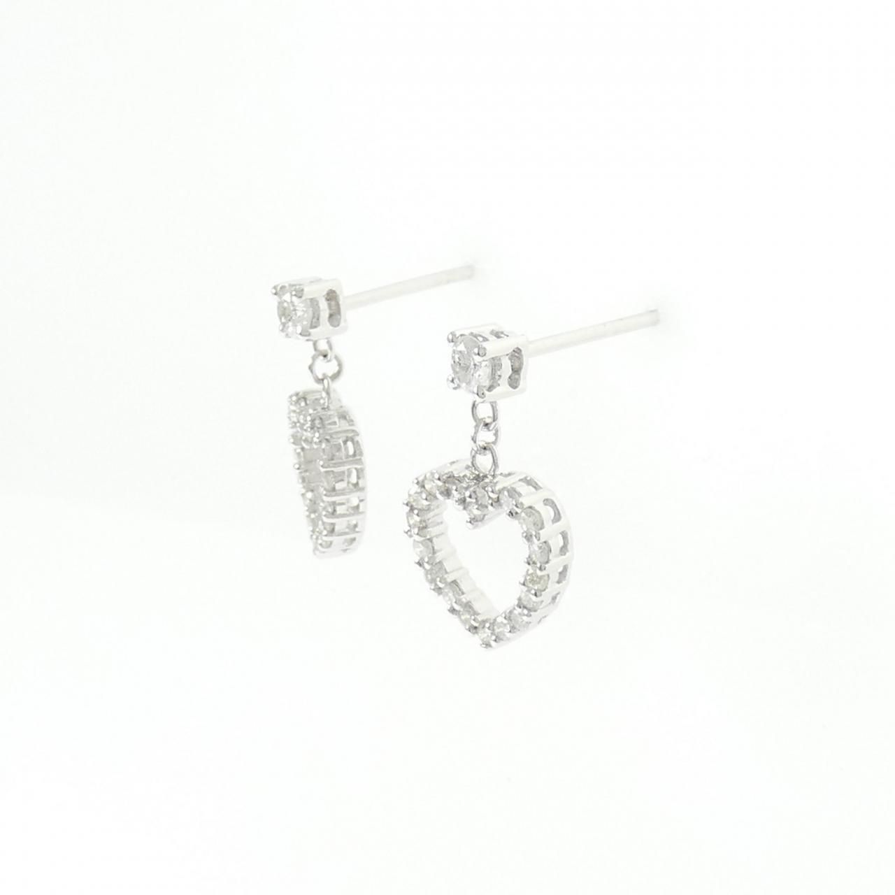 750WG K18WG ハート ダイヤモンド ピアス 0.57CT