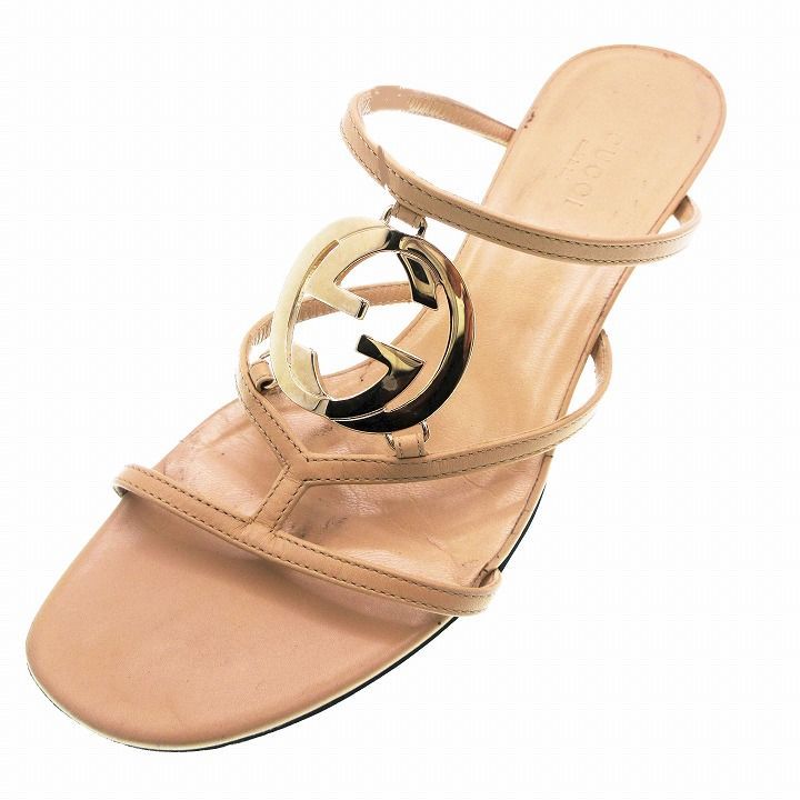 グッチ GUCCI インターロッキングG Tストラップ サンダル レザー 