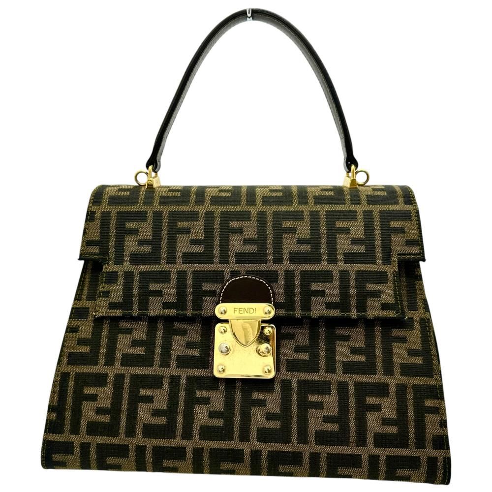 【FENDI】2wayバッグ　ハンドバッグ　ズッカ柄　FF金具　キャンバス FENDI ズッカ柄 FF金具 2way ハンドバッグ ヴィンテージ ベージュ