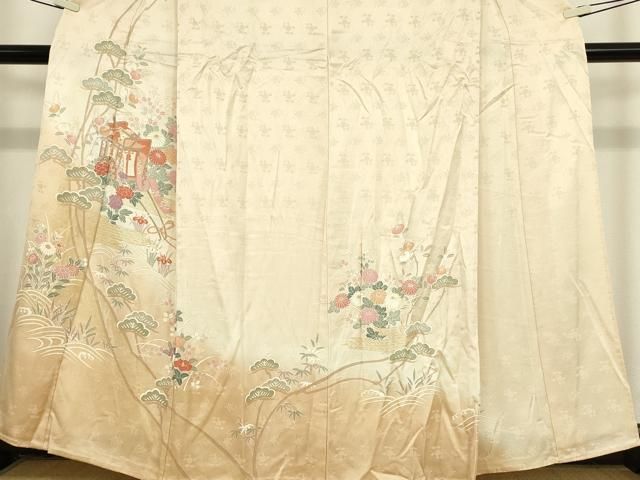 平和屋着物▽訪問着　単衣　御所車花文　暈し染め　金彩　正絹　逸品　DAAX3083az 平和屋着物▽訪問着 単衣 御所車花文 暈し染め 金彩 正絹 逸品