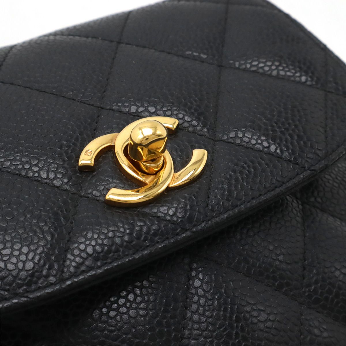 CHANEL キルティング ブラックレザー ウエストポーチ　ボディ　バッグ 1411.jpg