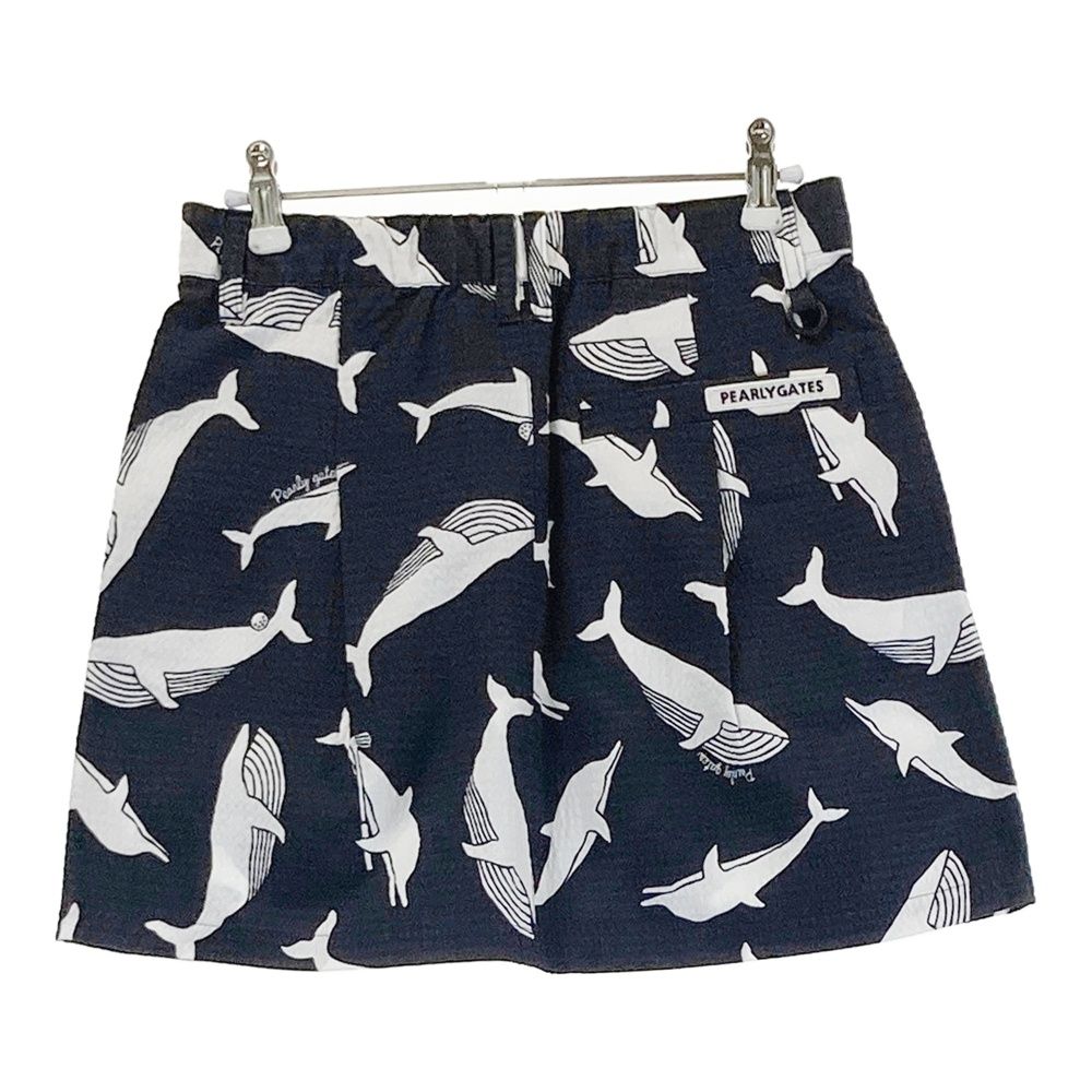 サイズ 0 PEARLY GATES パーリーゲイツ 055-1134512 スカート シアサッカー クジラ イルカ ネイビー系 240101527579 ゴルフウェア レディース ストスト