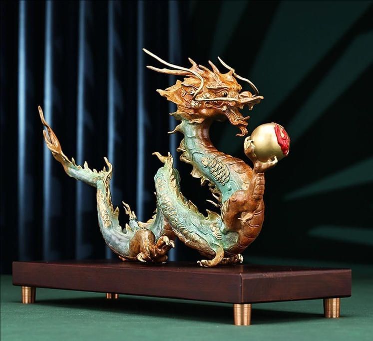 大開運 風水 龍の置物 縁起物 干支 31cm 伝統 銅器 少量生産品 金運アップ 置物 辰年 開運グッズ 魔除け 置物 NEXPOTALLINN_EU