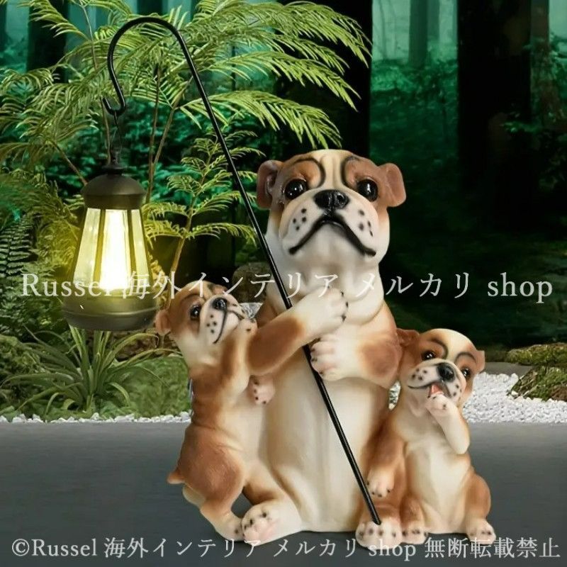 ガーデンライト 犬 親子 ソーラー 庭 樹脂 かわいい ドッグ 子犬 いぬ イヌ ガーデンオブジェ 置物 ガーデニング 雑貨 ガーデン雑貨 ガーデンインテリア ガーデン インテリア 庭の装飾 お洒落 おしゃれ 4-7