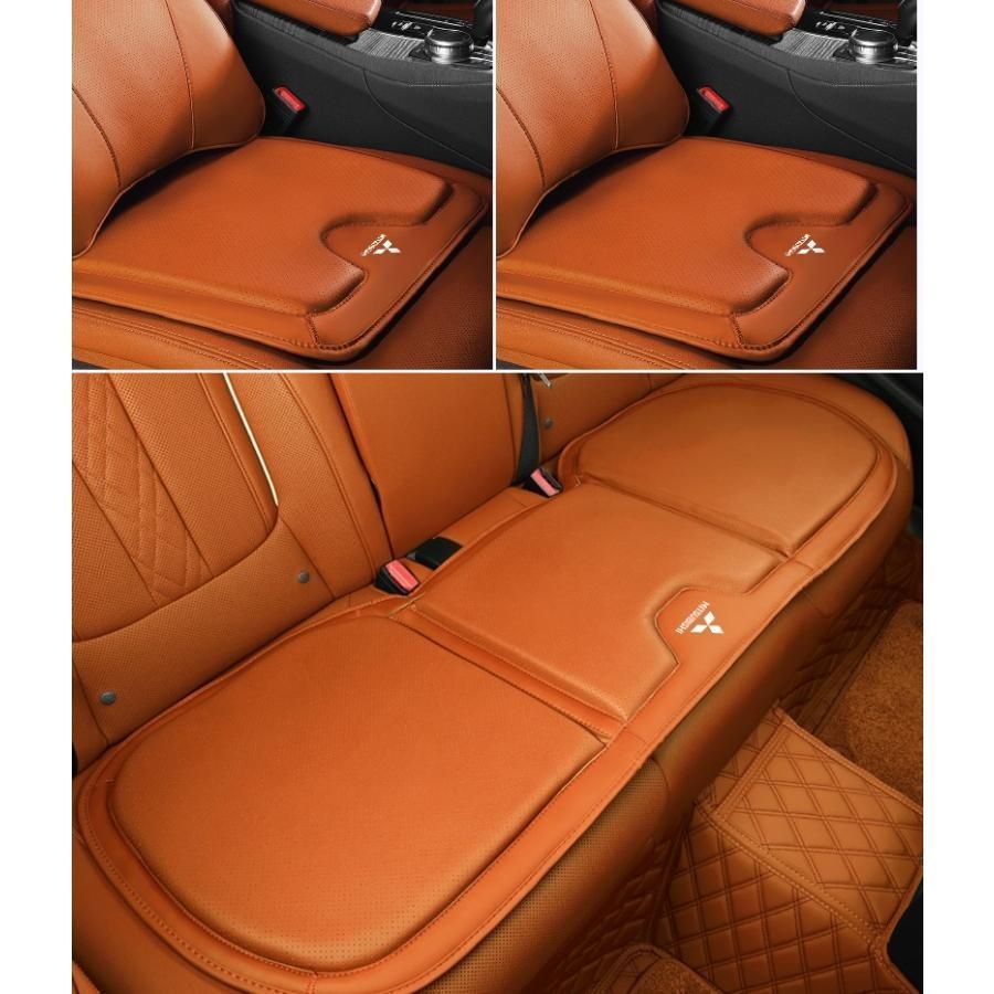 ◆三菱 MITSUBISHI◆オレンジ◆シートクッション カーシートカバー 座布団2点 車の後席1点 座席クッション 車用シート保護 滑り止め ナッパ