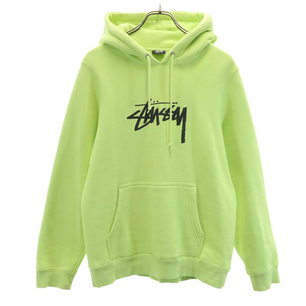 ステューシー 長袖 スウェットパーカー M グリーン系 STUSSY 裏起毛 メンズ 古着 【240324】
